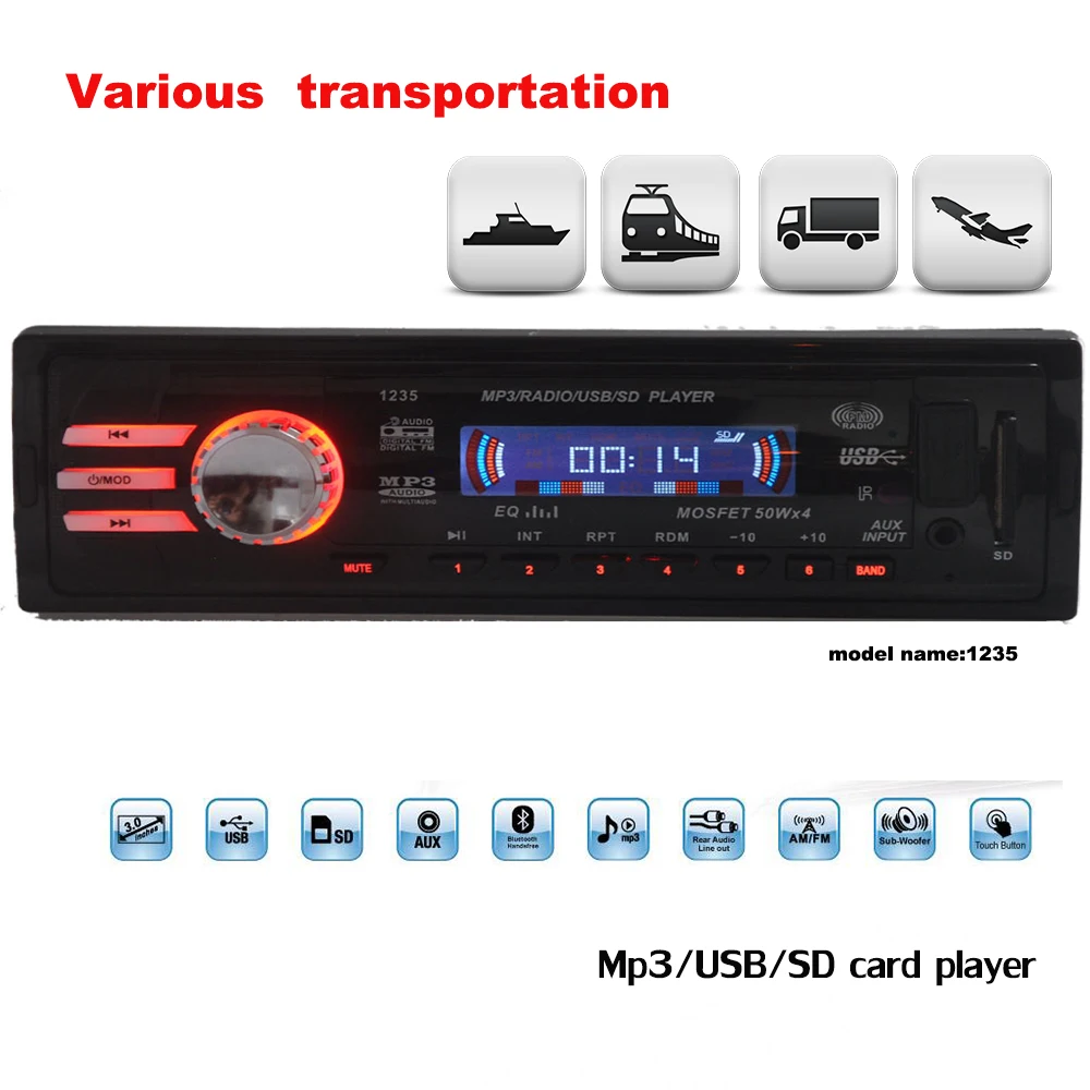 

In-Dash 12V Car radio 1 DIN size 5V Charger USB/SD/AUX in MP3 Player Auto Stereo FM New Car Electronics
