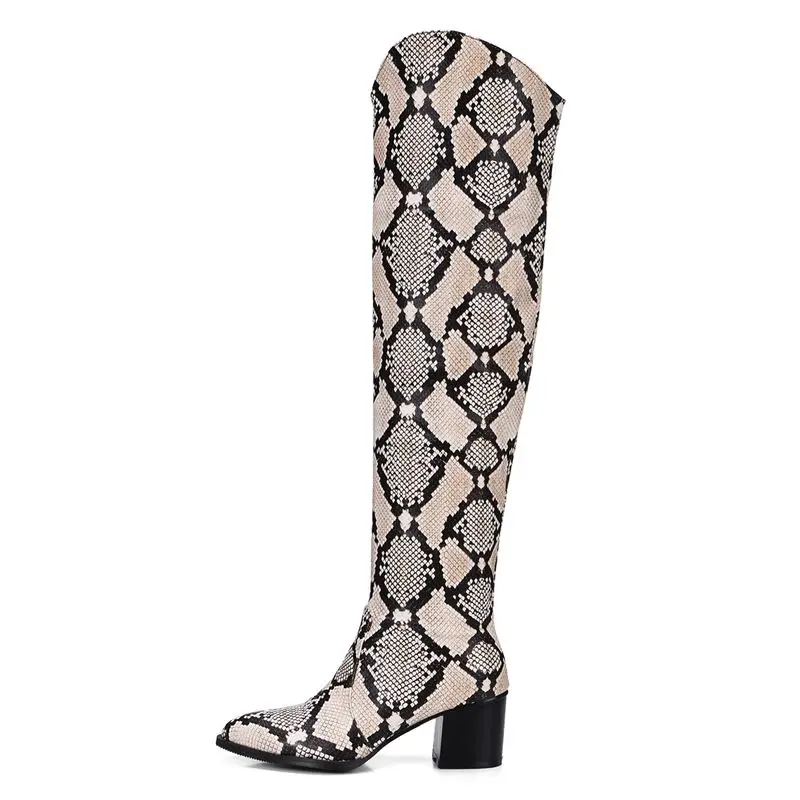 MEMUNIA/размеры 34-48, новые женские ботфорты осенне-зимняя обувь на высоком квадратном каблуке Модные женские ботфорты