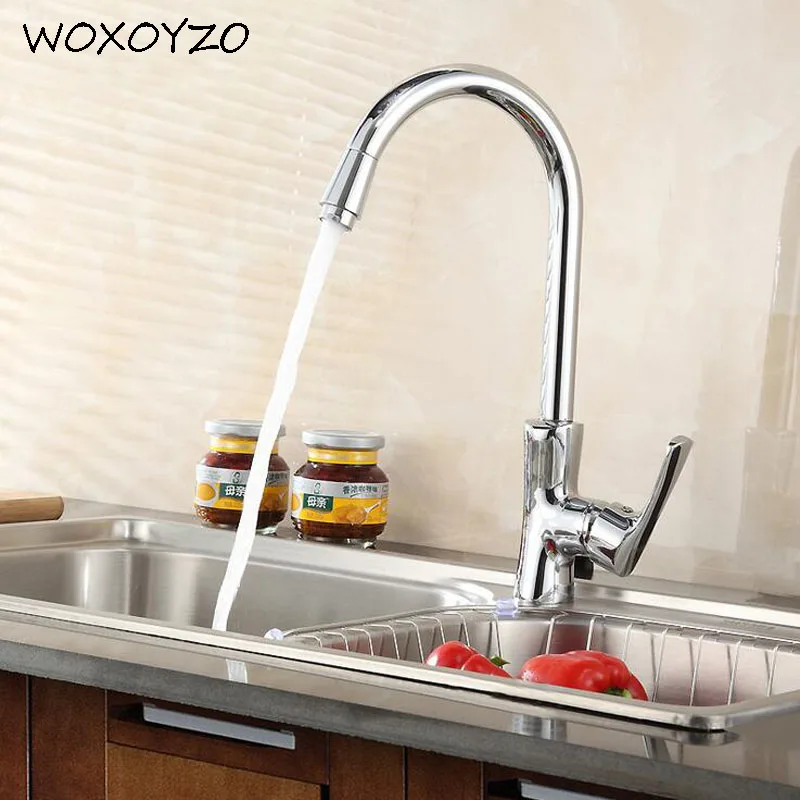 

1PC Copper Single Hand Single Hole Kitchen Faucets Ceramic Plate Spool 360 Rotated Decked Mounted Basin Taps Fixture Accessory