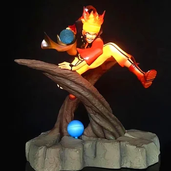 

25CM Naruto Uzumaki Naruto Anime Figure Dolls Nine Tails with Light Action Figure PVC Statue Ver Model Decoration Toy H472