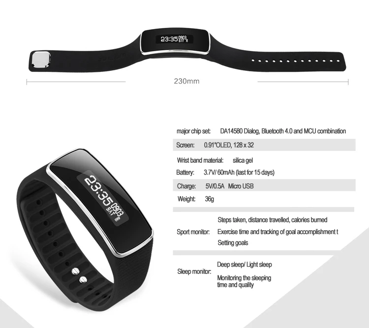 Anti lost V5S Smart Bluetooth Fitness Smart Bracelet Band with OLED Display Pedometer Step Calories Counter