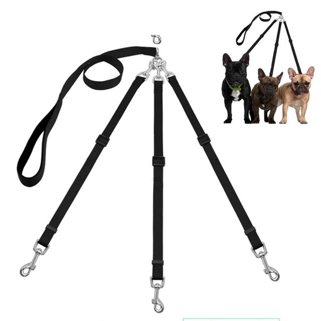Three Way Pets Dog Leash Adjustable Triple Dog Leash for One/Two/Three