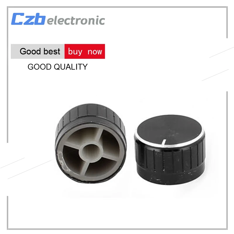 10pcs Black Potentiometer Knob Cap Inner 6mm 17x21mm Volume Adjustment Rotary Switch Aluminumin