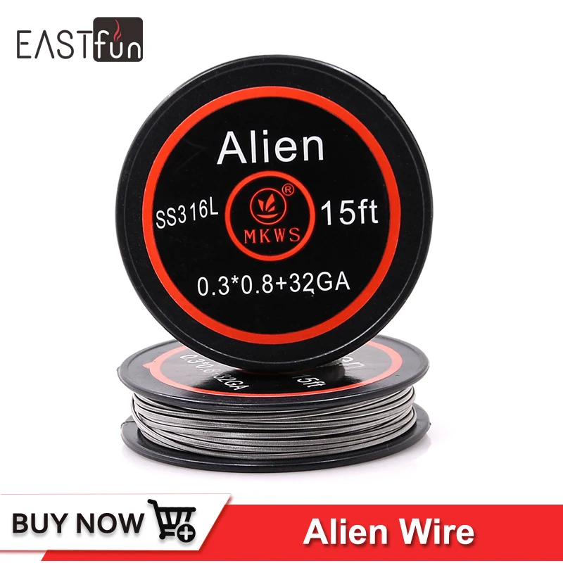 

MKWS 0.3*0.8+32GA Alien wire 5m 15ft Electronic Cigarette atomizer core DIY Stainless steel 316L A1 Wires Coil for RDA RBA