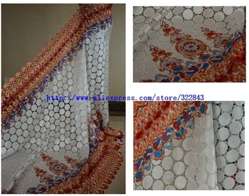 

Wholesale price 100% cotton yellow African cord lace fabric with big flowers ,Free shipping water soluble chemical lace2045B