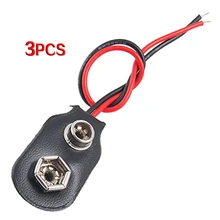 3 pcs Leather Shell 9V 9 Volt Battery Clip Connector Cable