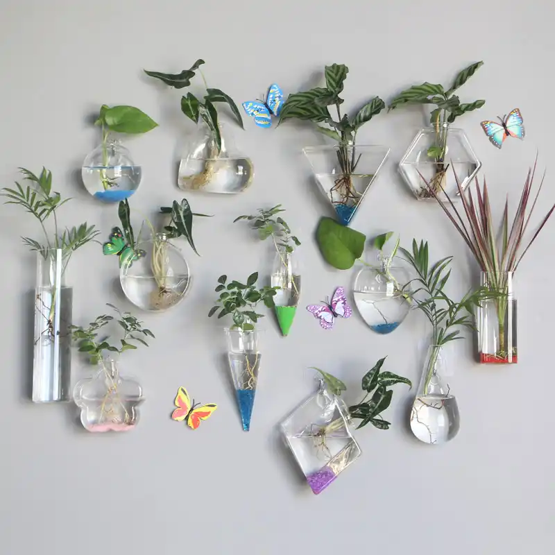 Hydroponics Wall Vase Hanging Pots Flower Planter Pots Glass Vases