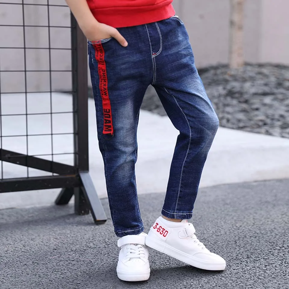 

New 2018 Warm Kids Spring Autumn Cotton Jeans Baby Boys Casual Mid Denim Pants Toddler Children Boys Clothes Quality Trousers