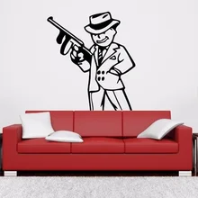 Мафия Гангстер пистолет плакат мультфильм стены Стикеры s для детских детская комната украшение для дома виниловые наклейки на стены Спальня Стикеры l235