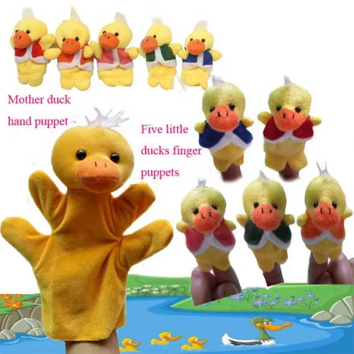 Милые пять маленькие утки, животные, ручные пальчиковые куклы для кукольного театра, детская сказка, дети, день рождения, Рождественский подарок 998