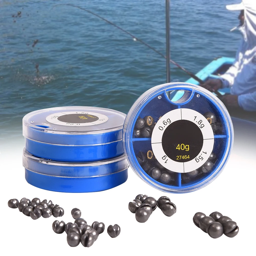 

Fishing Accessories Tool Outdoor With Box 0.6/1/1.5/1.8g Lead Sinker Removable Round Fishing Tackle Weights Portable