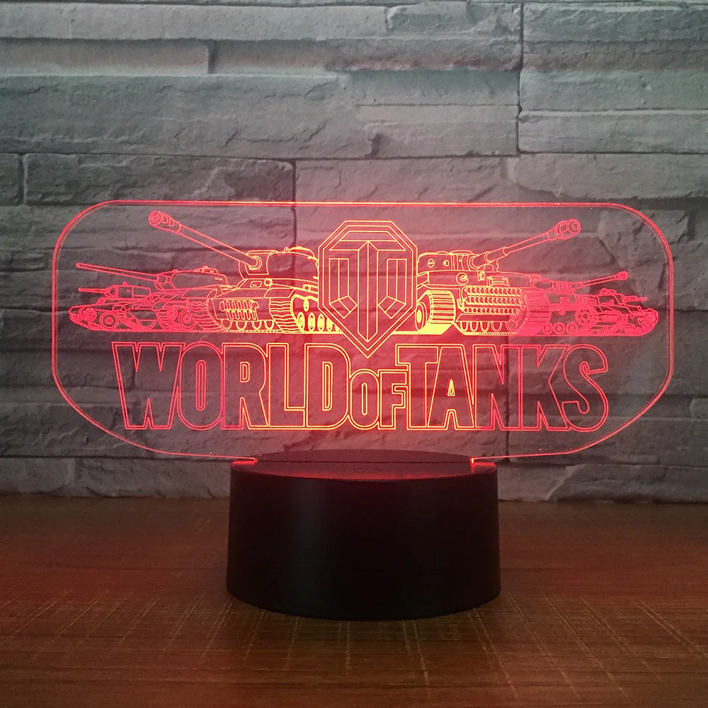 World Tank Car 3D ночник Иллюзия 3d светодиодный LED 7 цветов changingTouch настольная лампа для ребенка подарок на день рождения Прямая поставка