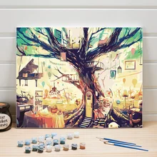 DIY краски по номерам Холст абстрактное дерево картины краски ing цифровой модуль цвет искусство для гостиной украшения стены 40x50 см набор