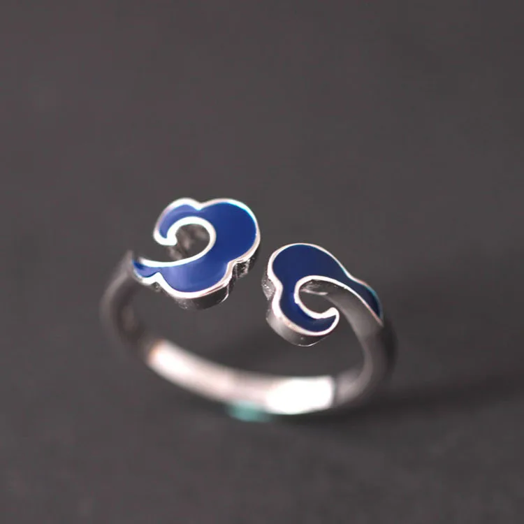 cloud Enamel Ring 100% Sterling 925 silver Jewelry Vintage Adjustable rings for women gift