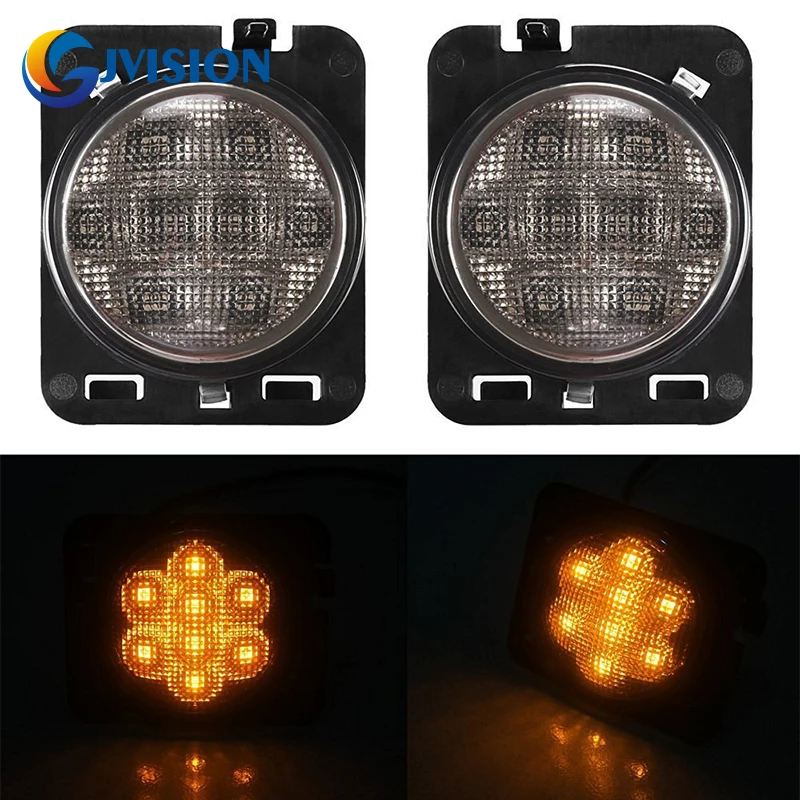 For Jeep Wrangler JK 2007 2015 8 LED Light Front Fender Flares Side Marker Turn Signal Light LED