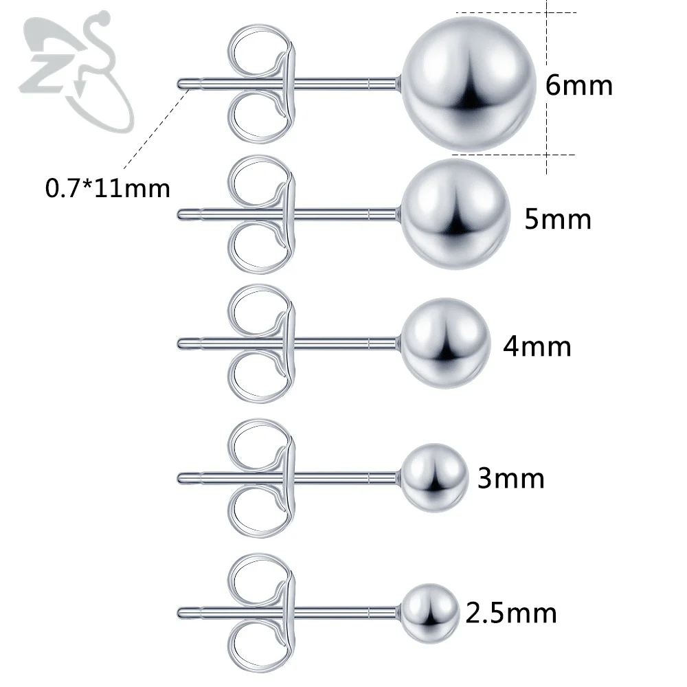 2,5-6 мм серьги стерлингового серебра 925 пробы серебро высокое качество ухо шпильки пирсинга хрящей маленькие серьги-шарики аксессуары для корпуса