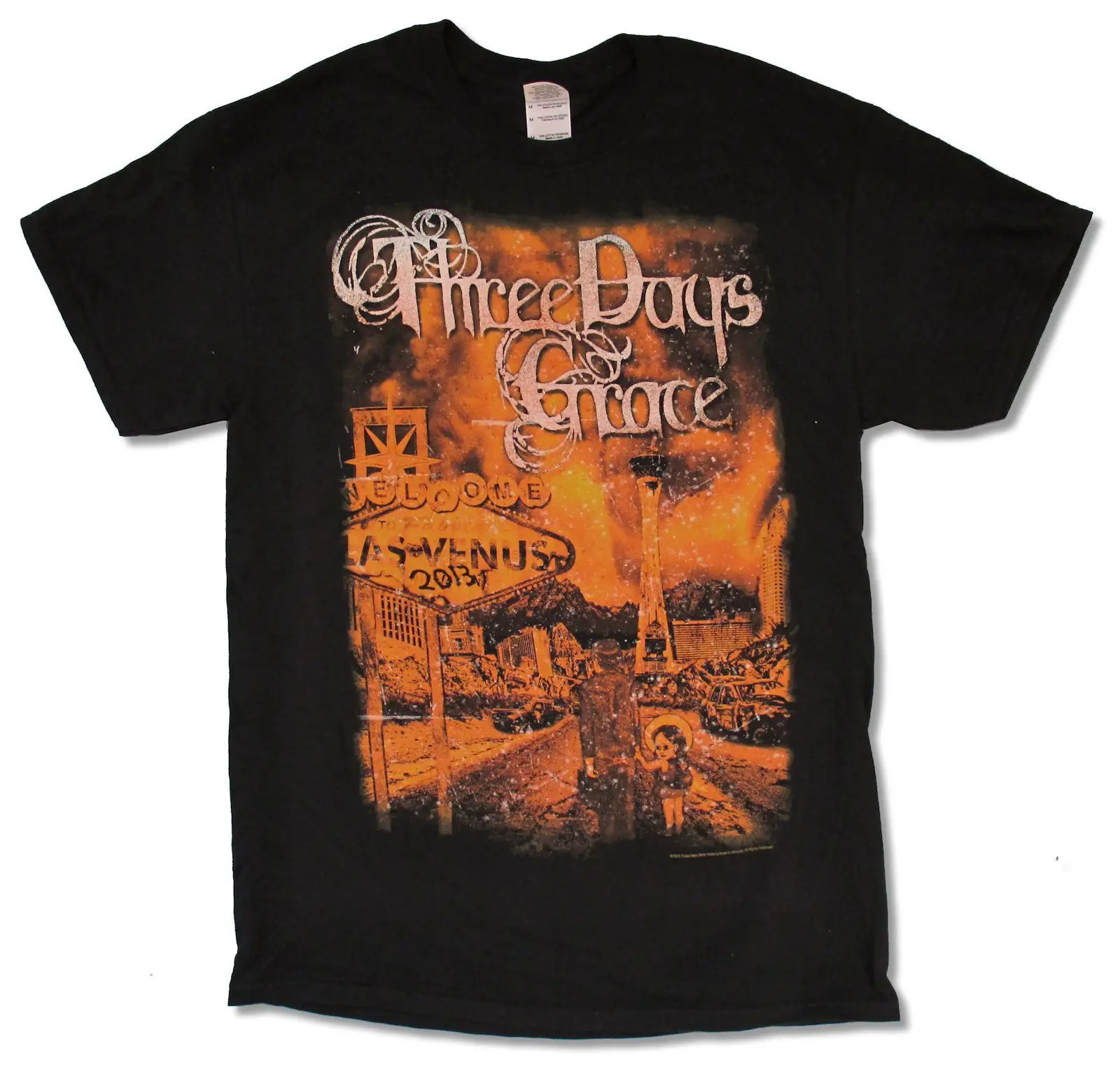 

THREE DAYS GRACE "WELCOME TO LAS VEGAS TOUR 2013 (CADOTT)" BLACK T-SHIRT NEW