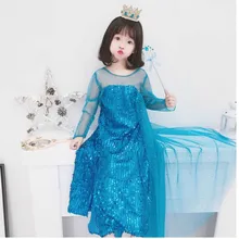 Платье принцессы Эльзы для маленьких девочек нарядная одежда для девочек от 2 до 10 лет костюм на Хэллоуин и Рождество, расклешенное платье для вечеринок CA981