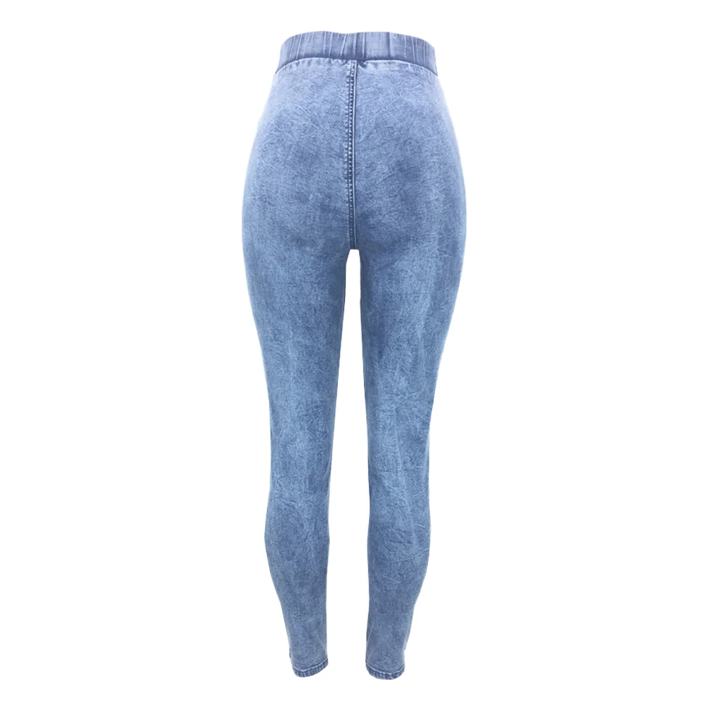 women's denim jeggings with elastic waist
