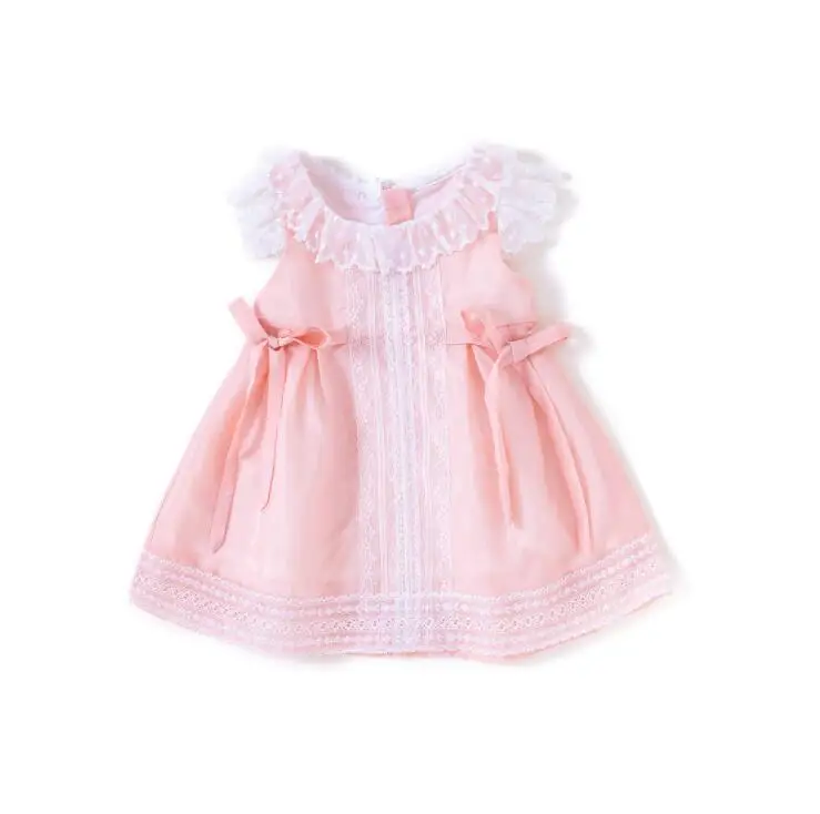 Платье для новорожденных девочек+ Кепка, летнее платье принцессы с кружевным бантом, милое платье с цветочным рисунком платье с рукавами для маленьких девочек es - Цвет: Dress 1