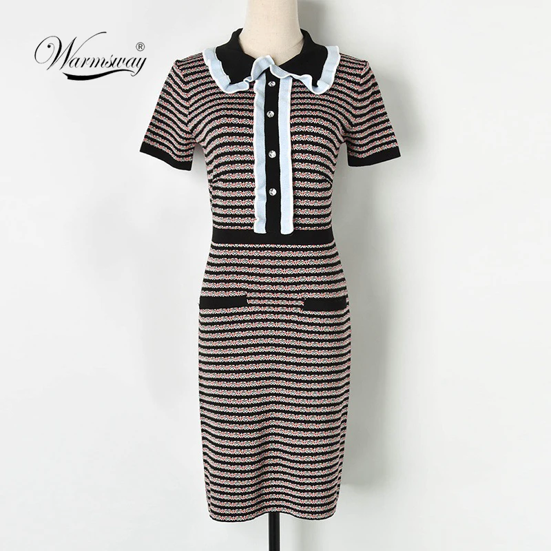 Dress For Women 2019 Peter pan Collar short sleeve buttons Women Party Dresses Robe C-218