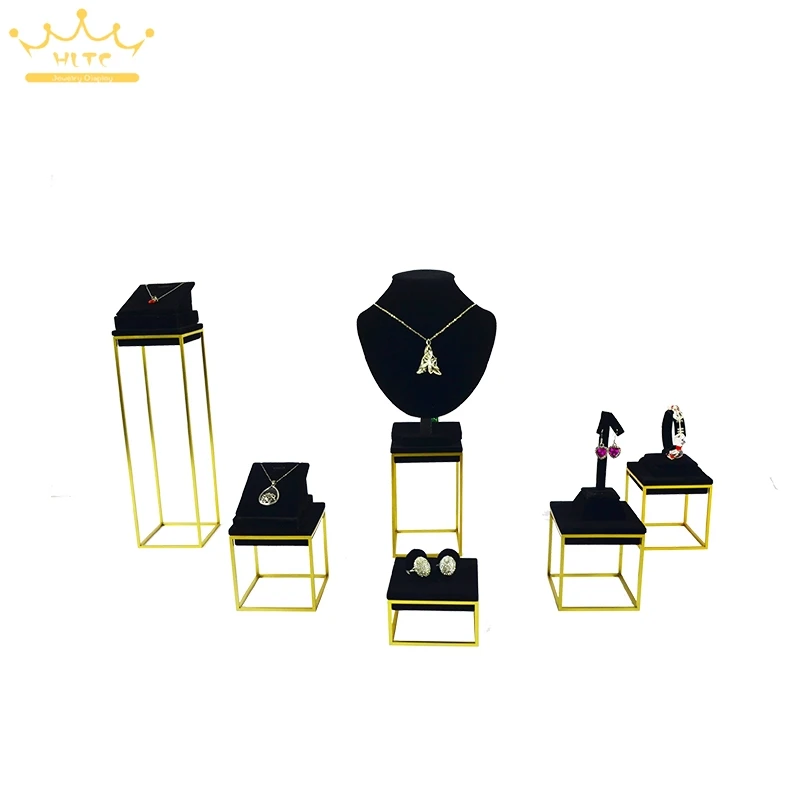 High Quality Stainless Steel Jewelry Earring display Necklace showcase Jewellery Display Rack stand holder Black Velvet