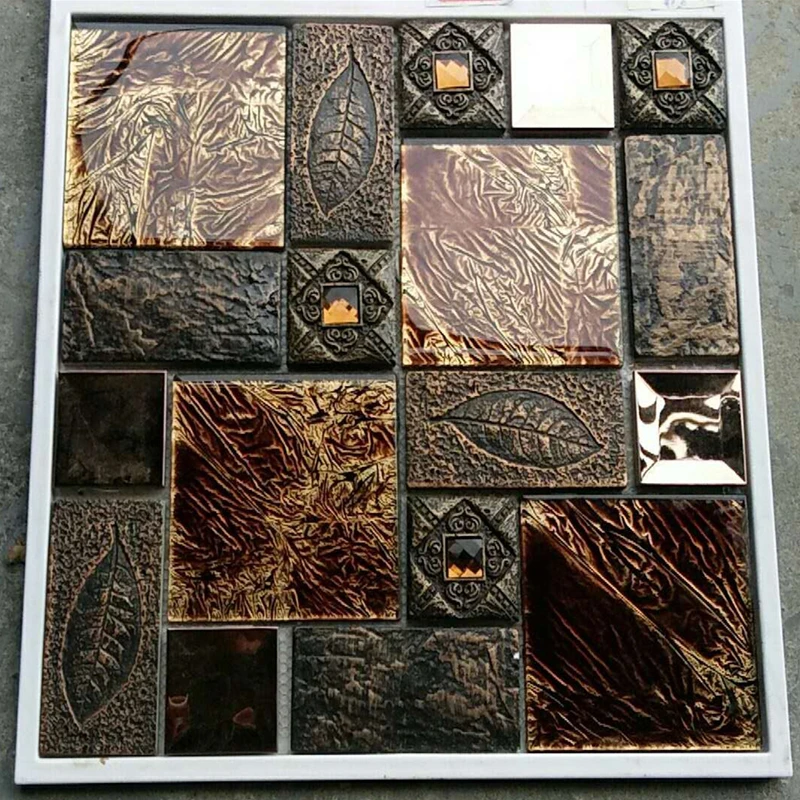 New 3d Retro Crystal Glass Resin Backsplash Sticker Fireplace Kitchen Wall Tiles Drawbench Copper Metal Home Decor Tile Mosaic Making Aliexpress