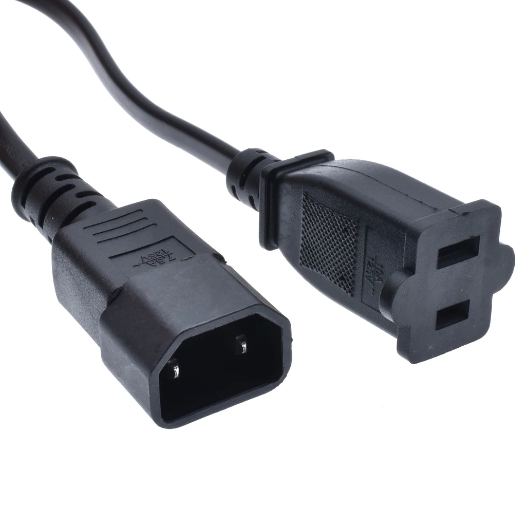 IEC 320 C14 к Nema 1 15R удлинитель для PDU/UPS папа нам 2pin плоский розетка адаптер питания