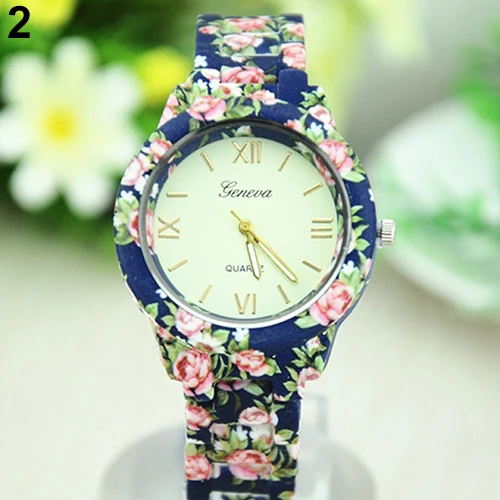 

Popular Nation Wind Women's Geneva Floral Print Ceramic Style Watches Analog Quartz Wrist Watch NO181 5UVS