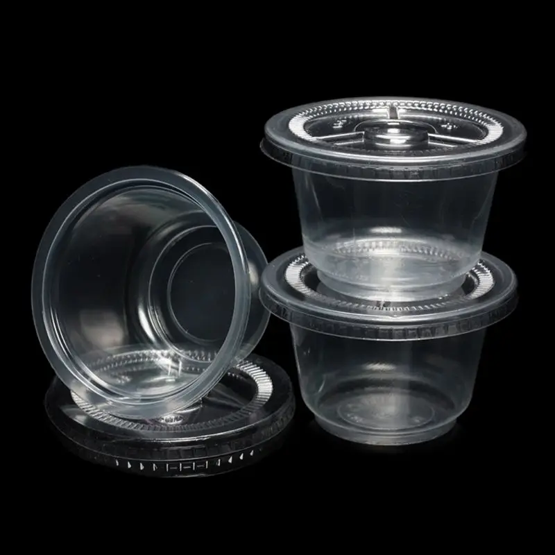 

50Pcs Disposable Cups Set Of 150ml Sauce Container Pot Jello Shot Cup Slime Storage with Lid for Ketchup