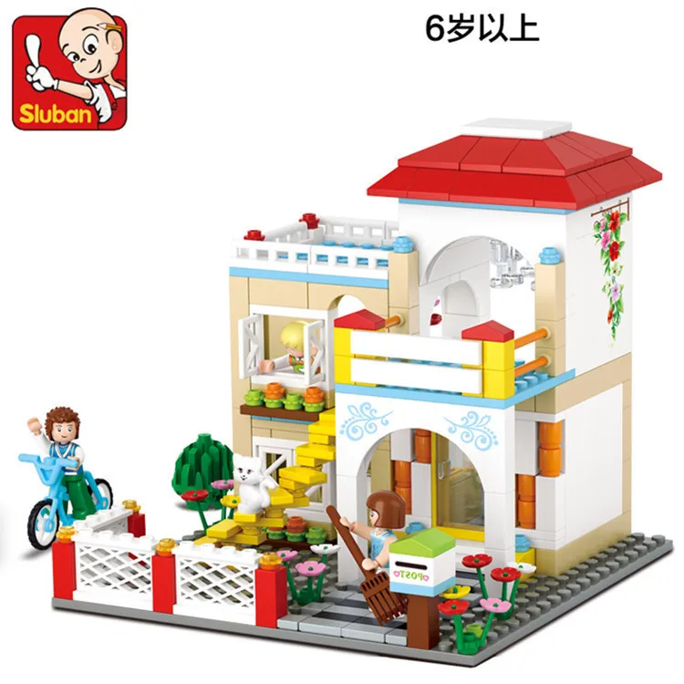 

Building Block 0533 Children Alpinia Oxyphylla Assembling Girl Toys Building Block House Pink Colour Dream Sweetness Of Home