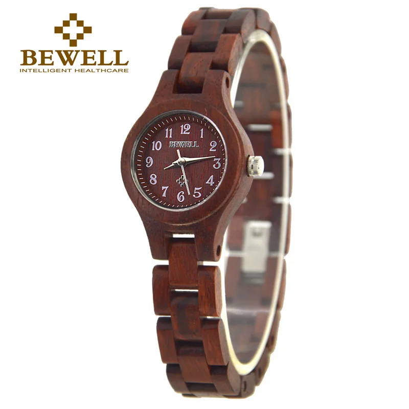 

BEWELL Top Luxury Brand Wooden Watches for Women Ultralight Round Case Thin Strip Wristwatch Quartz Watch Relogio Feminino 123A