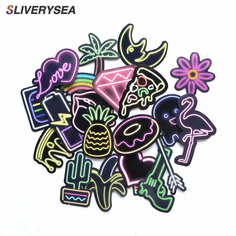 

21 PCS Neon Light Sticker Anime Icon Animal Cute Decals Stickers Gifts for Children to Laptop Suitcase Guitar Fridge Bicycle Car