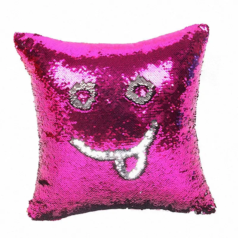 

Mermaid Sequin Cushion Cover Magical Shining Smile Decorative Wholesale Color Changing Reversible Patchwork Solid Pillow case