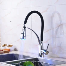 Мода Хром Закончил Led Цвет Изменение Кухонный Кран Смесителя, На Бортике Кухонный Кран Одной Ручкой Отверстие Высокое Качество