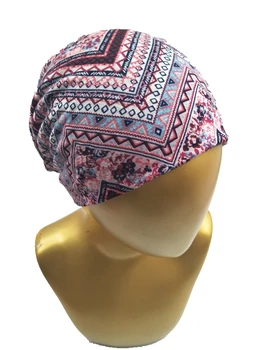 

B17866 2017Newest Aztec stripe printed skullcap fashion wave stripe hats cotton good stretch hair fascinators beanies for women