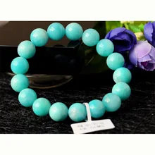 Высокого качества из натуральной Перу синий Амазонит стрейч готовой бисером мужской браслет Круглый свободный с большими бусинами