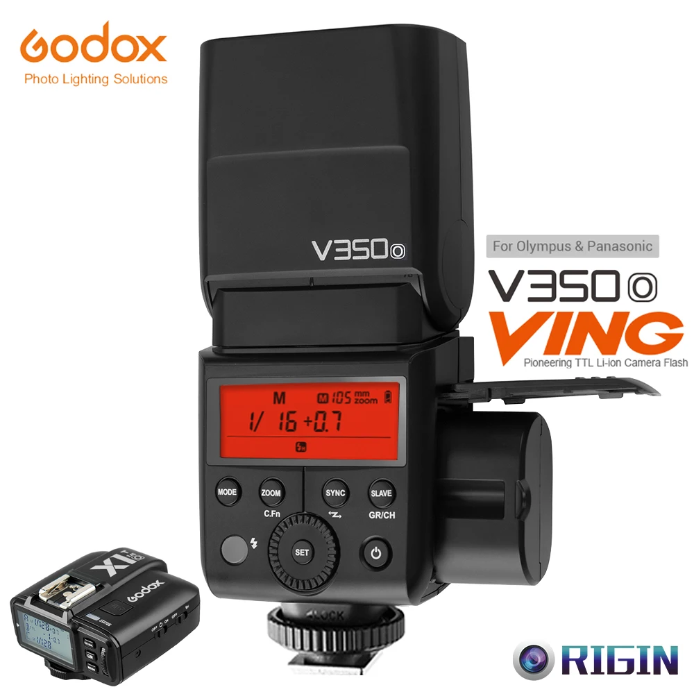 

Godox Mini Li-ion TTL V350O Camera Flash HSS 1/8000s GN36 0.1s~1.7s recycle+Transmitter X1T-O For Olympus/Panasonic