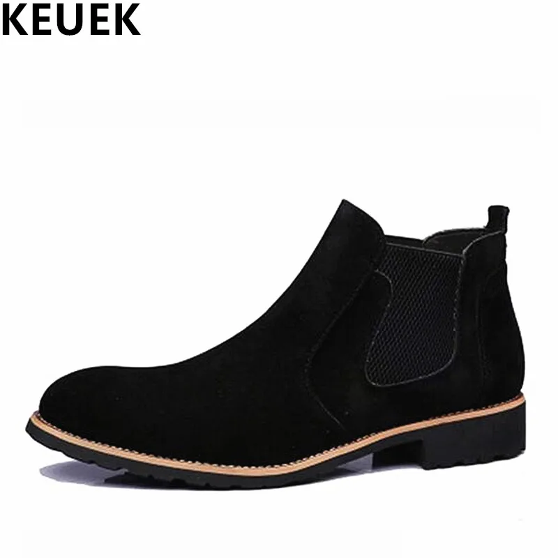 

Spring Autumn Men Genuine leather Martin boots Slip-On Breathable outdoor Tooling boots British style Ankle Chelsea Boots 3A