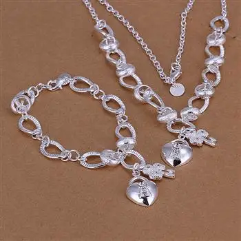 

Wholesale fashion jewelry Set, 925 Silver Necklace and Bracelet . Nice Jewelry. Good Quality S12