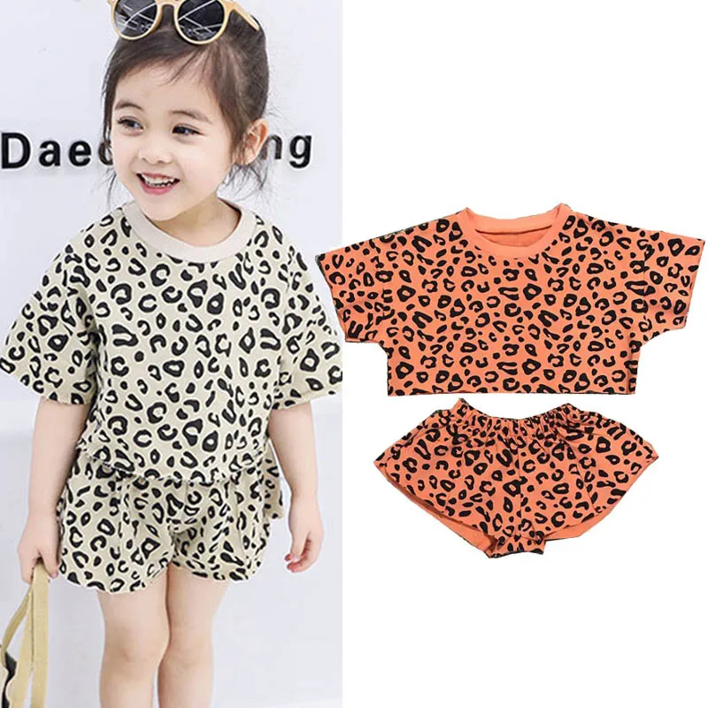 

Toddler Girls Summer Clothes Leopard Print Top+shorts Suits Kids Clothes Girls Boutique Outfits Children's Clothing 1 3 7 Years