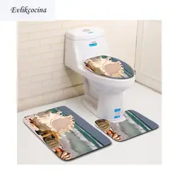 Бесплатная доставка, 3 шт. Солнце раковины Banyo Paspas Ванная комната ковер туалет коврик для ванной набор Нескользящие Tapis Salle De Bain Alfombra bano