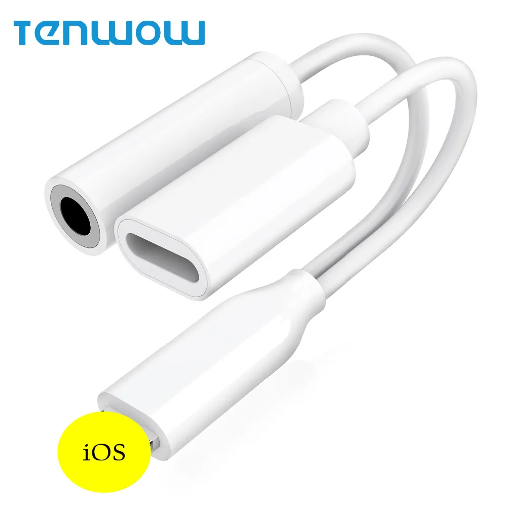 

otg Dual for Lightning to 3.5mm Jack Headphone Adapter Charge Music Splitter Converter for iPhone 7 8 10 X for iPhone Adapter