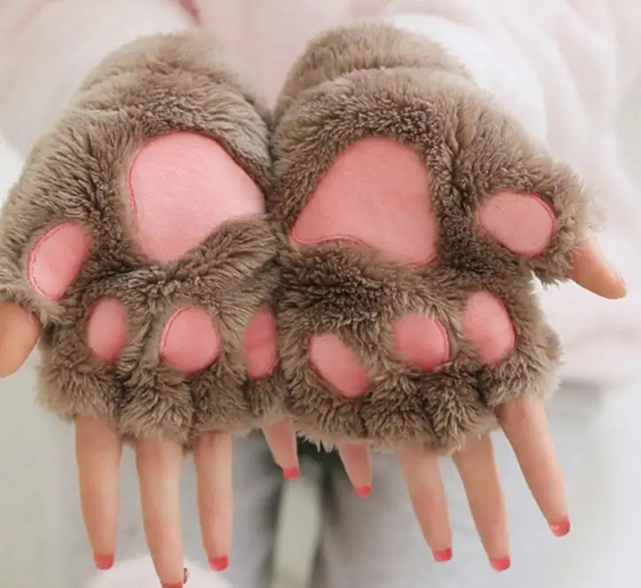 Halloween Noel Performance De Scene Gant De Griffe De Patte D Ours De Chat Cosplay Gant D Hiver Pour Femmes Gant De Peluche Pelucheux Et De Fete Aliexpress