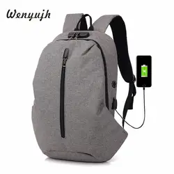 WENYUJH Мода USB зарядка рюкзак для мужчин кража Водонепроницаемый 15 дюймов ноутбук рюкзаки дорожные школьные сумки мужской рюкзак подростка