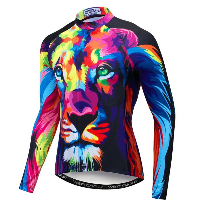 3D печать Волк тигр лев Велоспорт Джерси с длинным рукавом Осень гоночный велосипед велосипедная одежда весна дышащий MTB велосипед Джерси - Цвет: Color 1