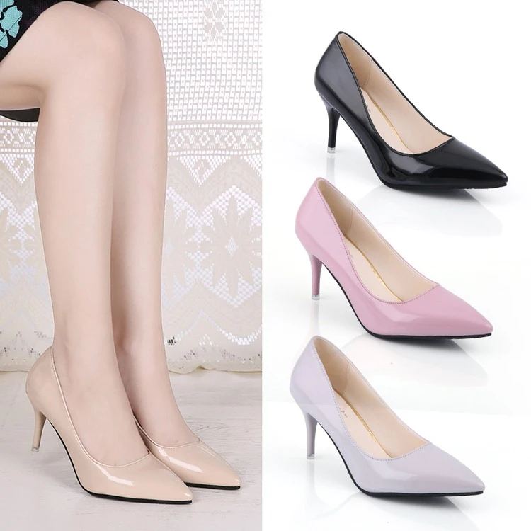 2017Women Pumps Fashion Sexy Pointed Toe Sweet Colorful Thin High Heels Woman Shoes Nude Women s