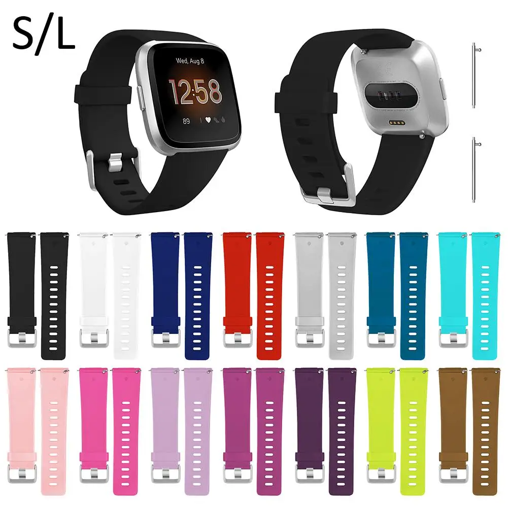 

Soft Silicone Replacement Sport Wristband Watch Band Strap For Fitbit Versa For Fitbit Versa Lite Bracelet 14 Color S L Size