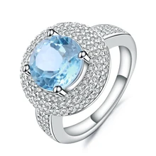 Gem's Ballet 3.45Ct натуральный голубой топаз классический драгоценный камень кольцо 925 пробы серебряные кольца для женщин Свадебные ювелирные изделия