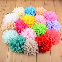 120 ピース/ロット 31 色の U ピック 4 インチの大型シフォン生地パフ花 Diy の結婚式のブーケブティック衣服のヘアアクセサリー FH03